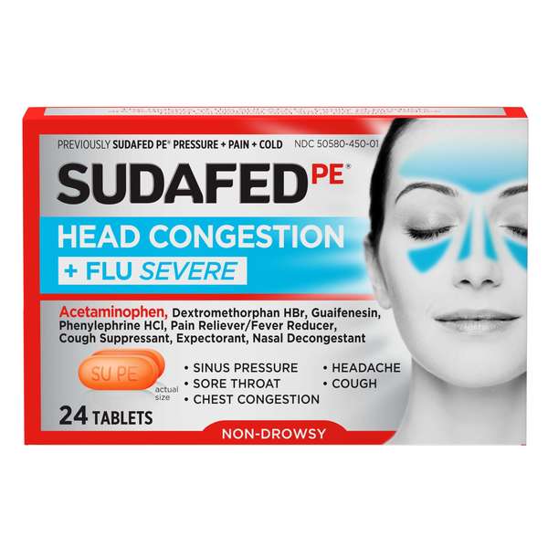 Sudafed Sudafed Head Congestion Plus Flu 24 Count Tablets, PK72 5358225